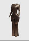 Shimmer Tie Back Jumpsuit (Brown)