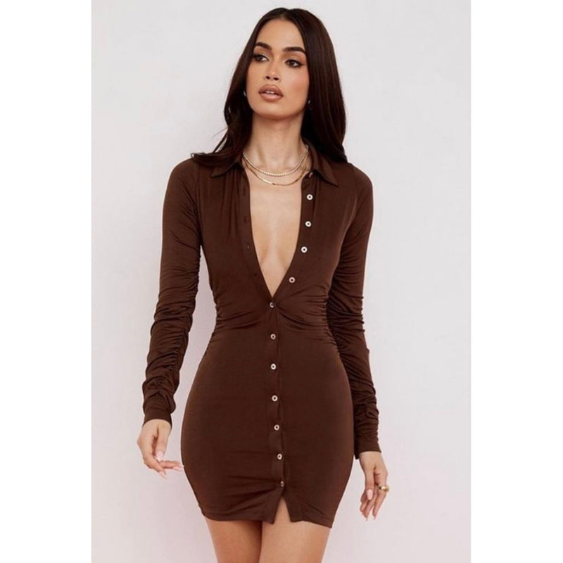 Ruched Brown Mini